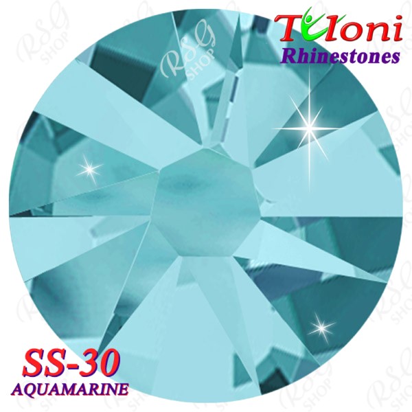 Strass Tuloni SS30 col. Aquamarine 288 mod. Stile HotFix Flat Back